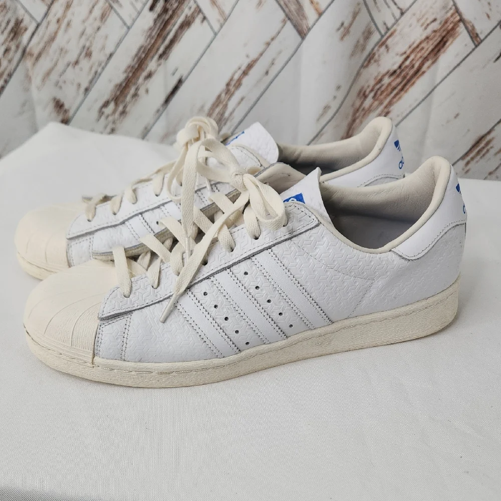 Adidas Superstar‎ 82 Debossed Geometric White Sneakers Shoes